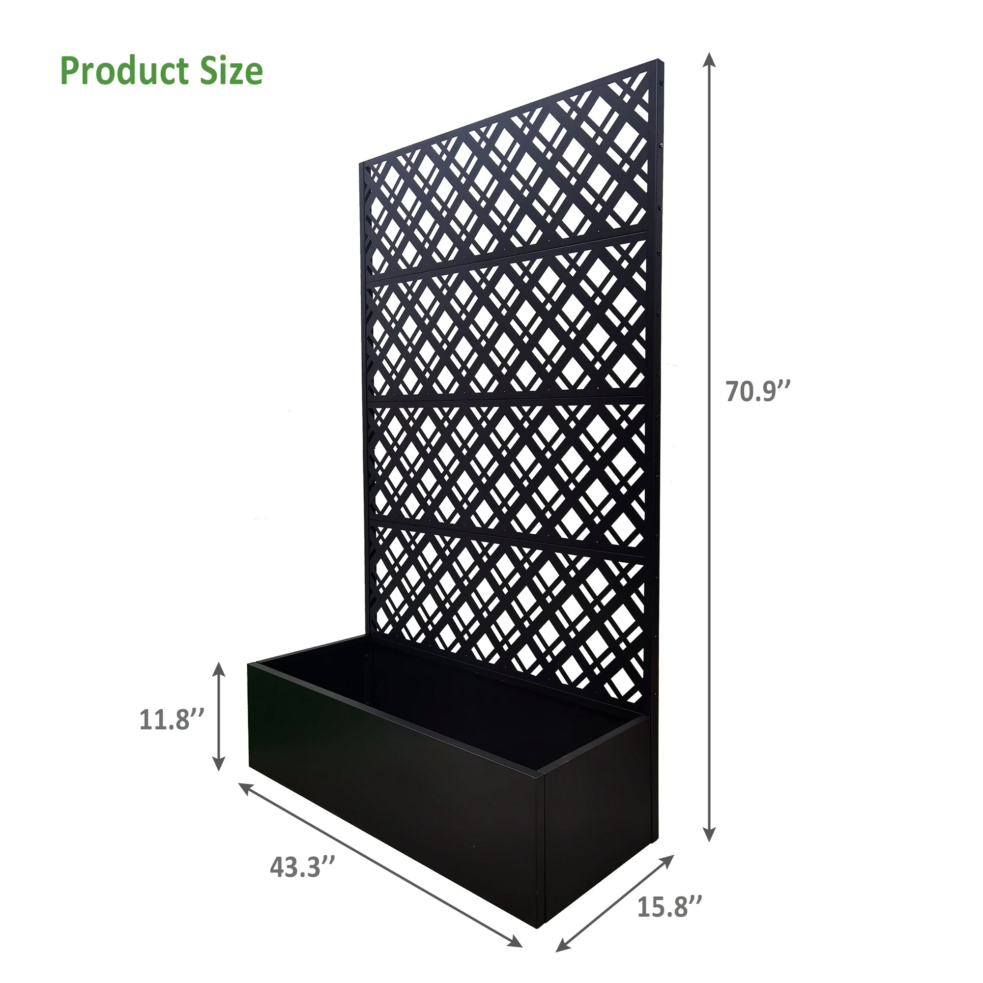 Rhombus Black Metal Planter Raised Garden Bed with Trellis by HouseOfZazla