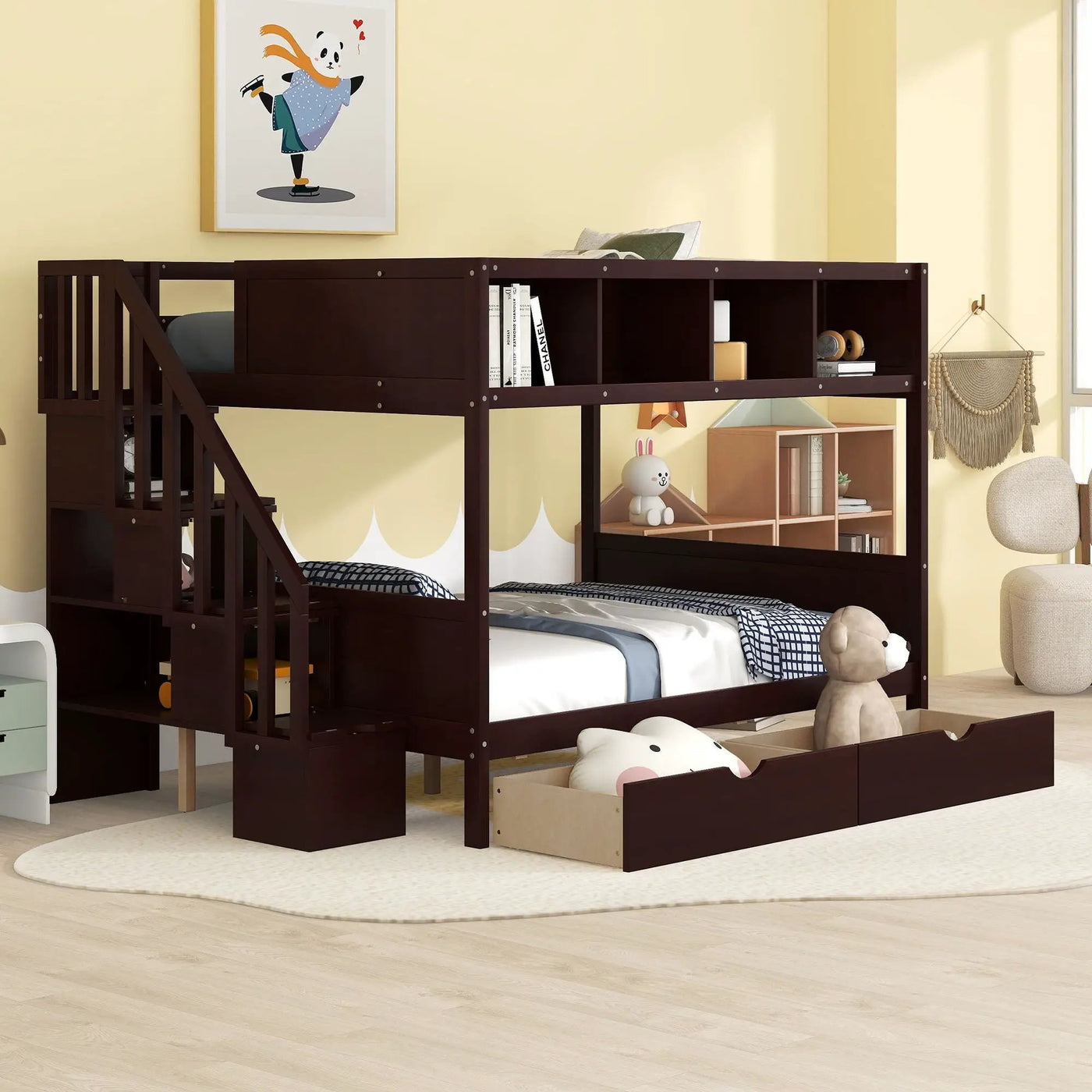 Bunk Bed With Shelfs, Storage Staircase And 2 Drawers by Unique Piece Furniture