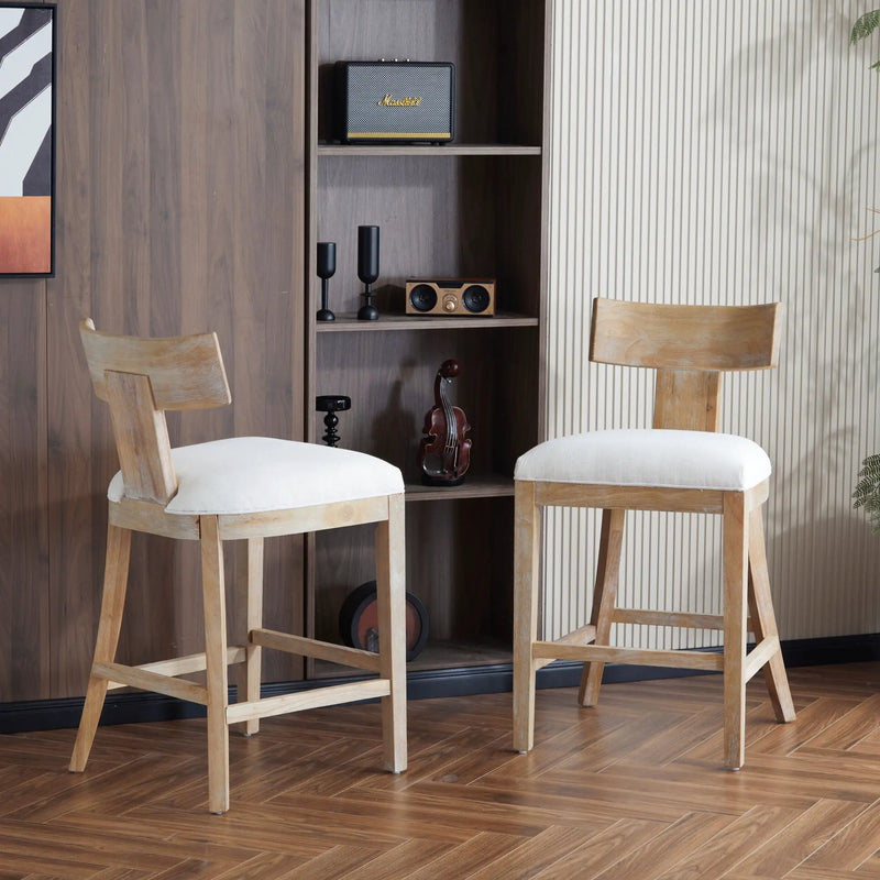 Upholstered Counter Height Bar Stools with Solid Rubber Wood Frame (Set of 2) by HouseOfZazla
