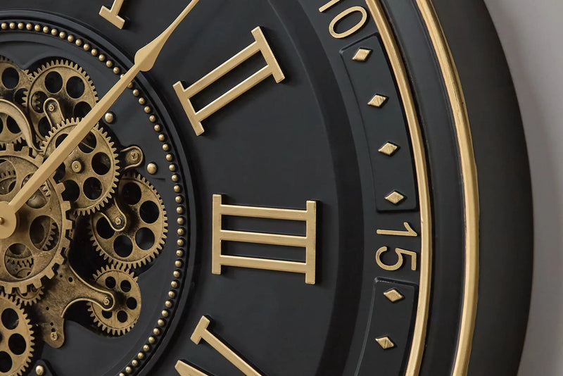 Dairton - Wall Clock - Black / Gold Finish by Unique Piece Furniture