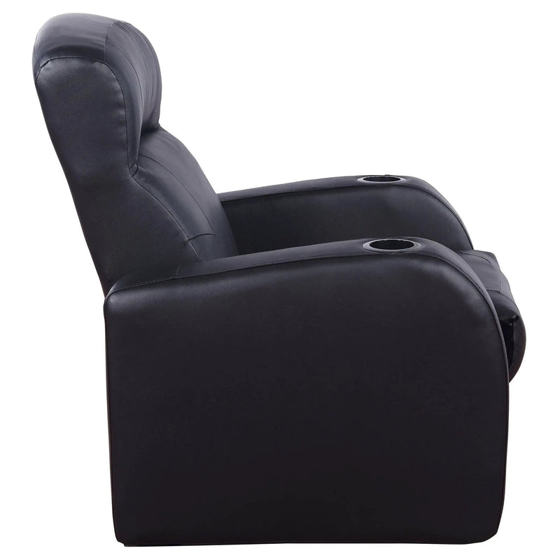 Upholstered Recliner With Cup Holder Comfort Lounge Chair - Black by Unique Piece Furniture