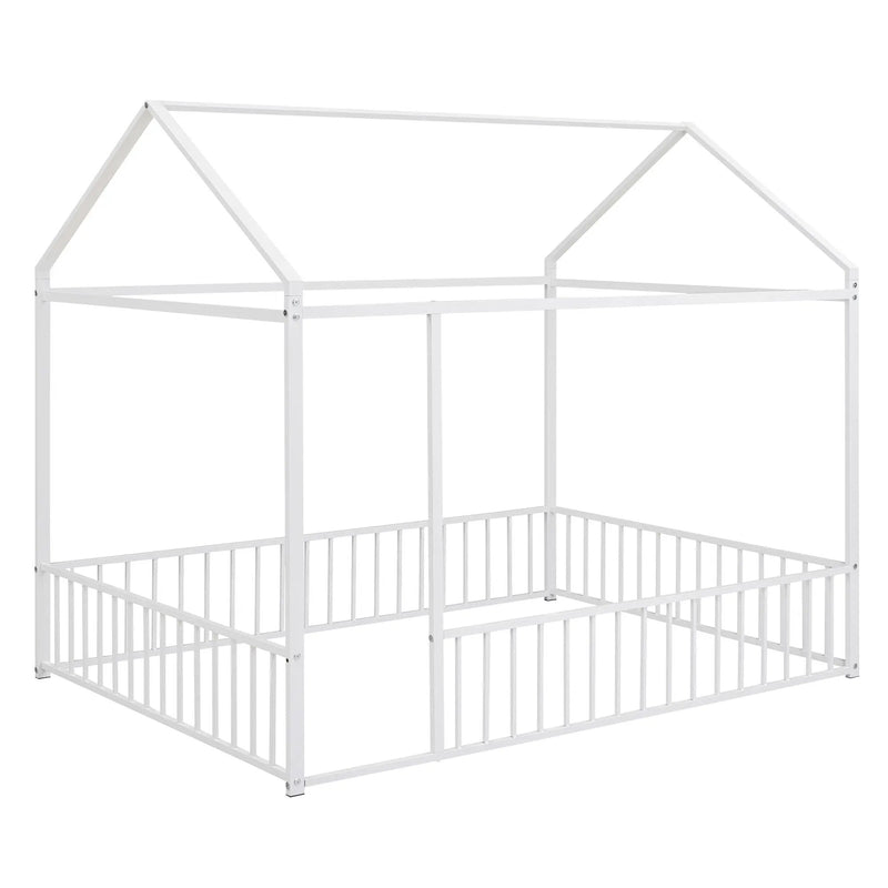 Metal Bed House Bed Frame With Fence by HouseOfZazla