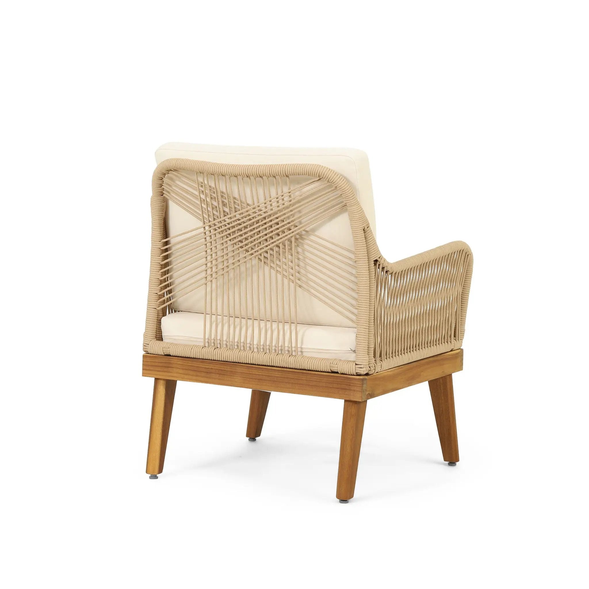 Hueber Outdoor And Rope 4 Seater Chat Set With Cushions - Teak by HouseOfZazla