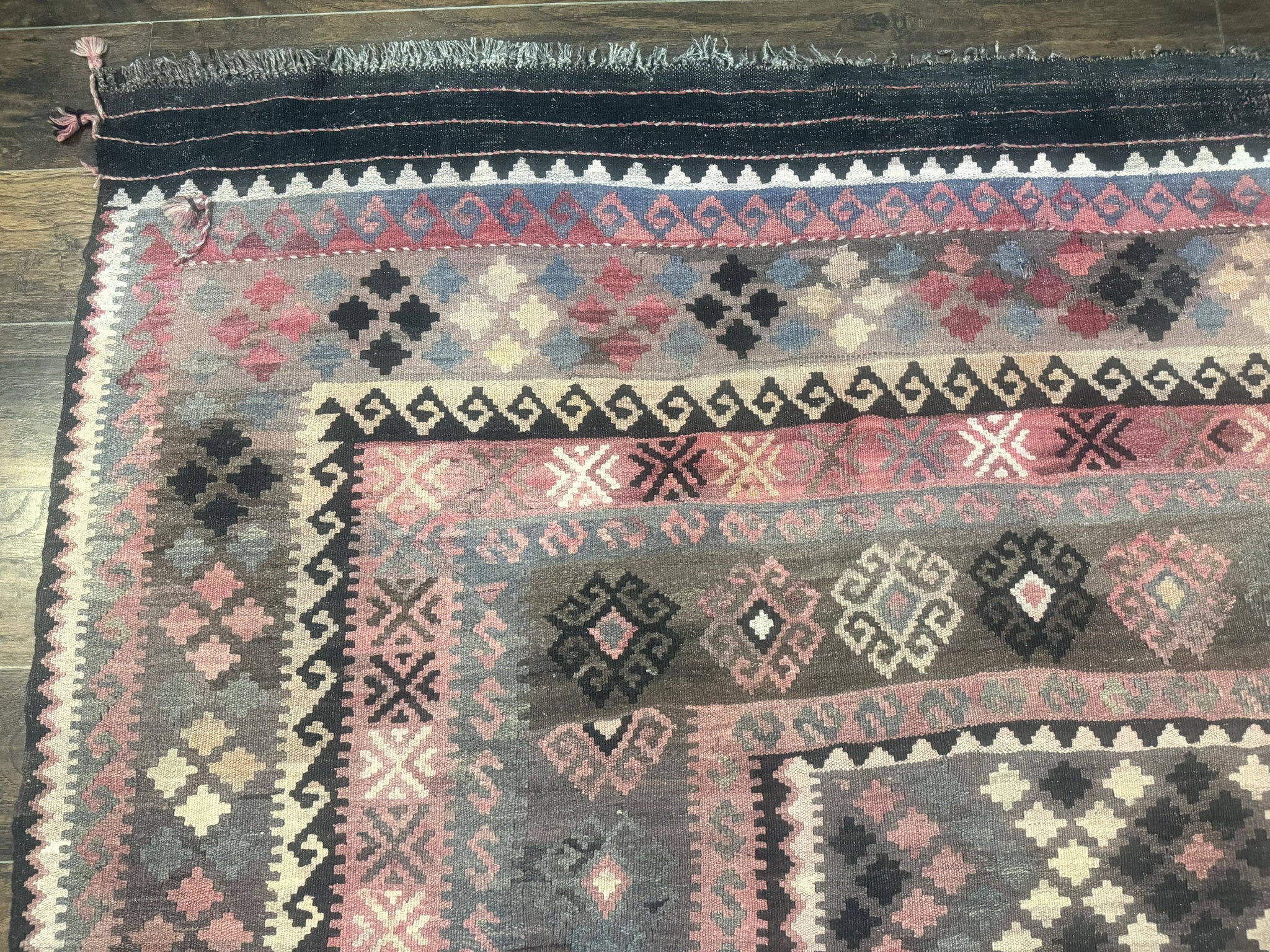 Persian Kurdish Kilim Rug 8x10, Large Flatweave Tribal Bohemian Rug, Vintage Zarand Kilim by Jewel Rugs