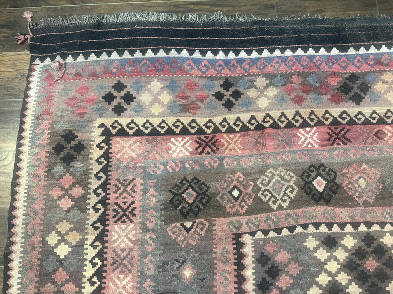 Persian Kurdish Kilim Rug 8x10, Large Flatweave Tribal Bohemian Rug, Vintage Zarand Kilim by Jewel Rugs