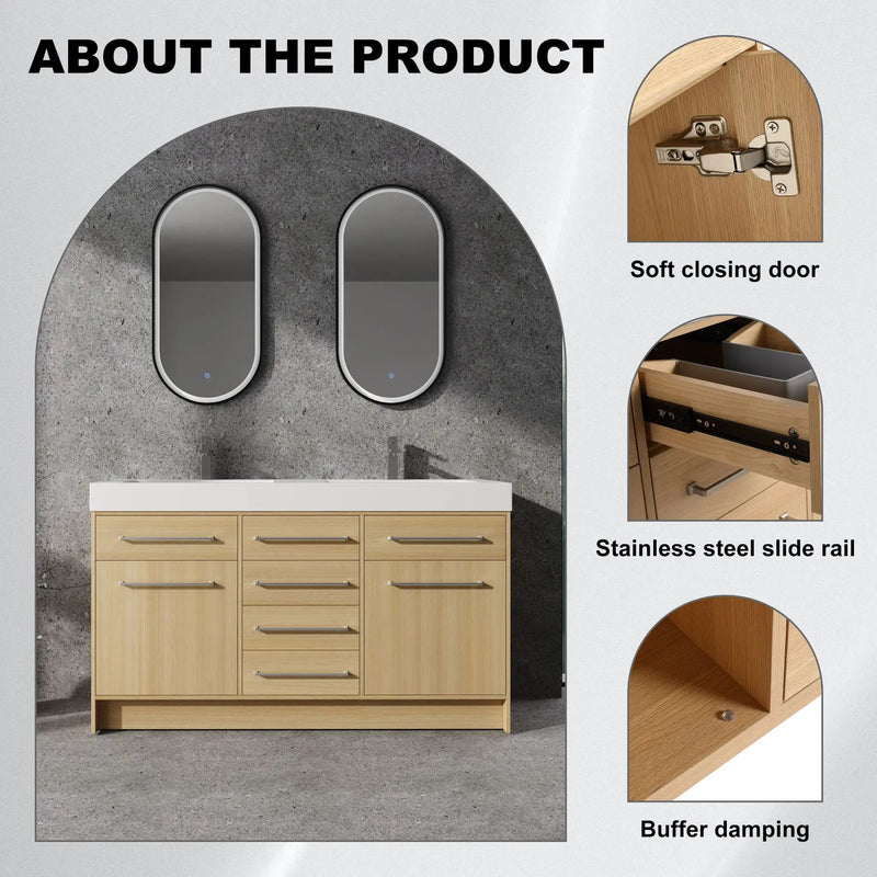 Freestanding Bathroom Vanity With Resin Sink, Soft-Closing Doors And Drawers by Unique Piece Furniture