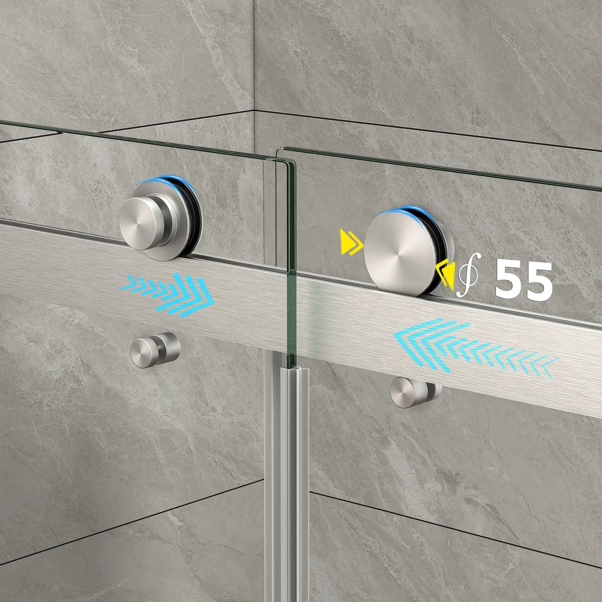 43"-48" W x 76" H Brushed Nickel Reversible Double Bypass Sliding Shower Door by HouseOfZazla