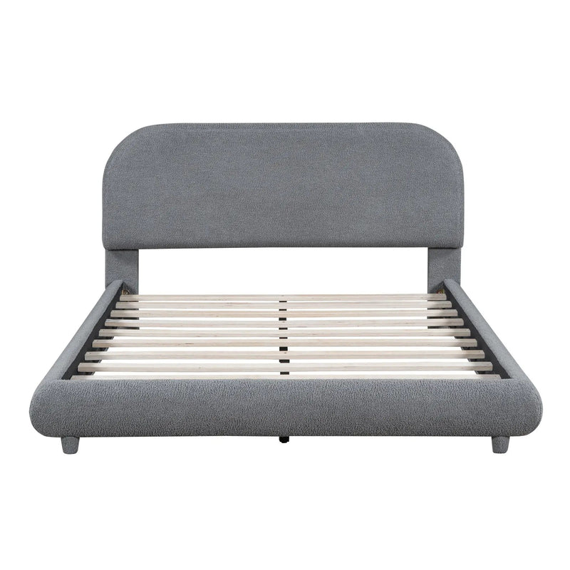 Upholstered Platform Bed With Thick Solid Frame And Stylish Curve-Shaped Design by HouseOfZazla