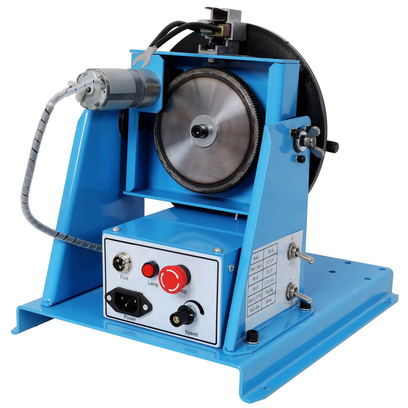 Portable Rotary Welding Positioner With 3 Jaw Lathe Chuck, 0 - 90° Turntable - Blue by HouseOfZazla