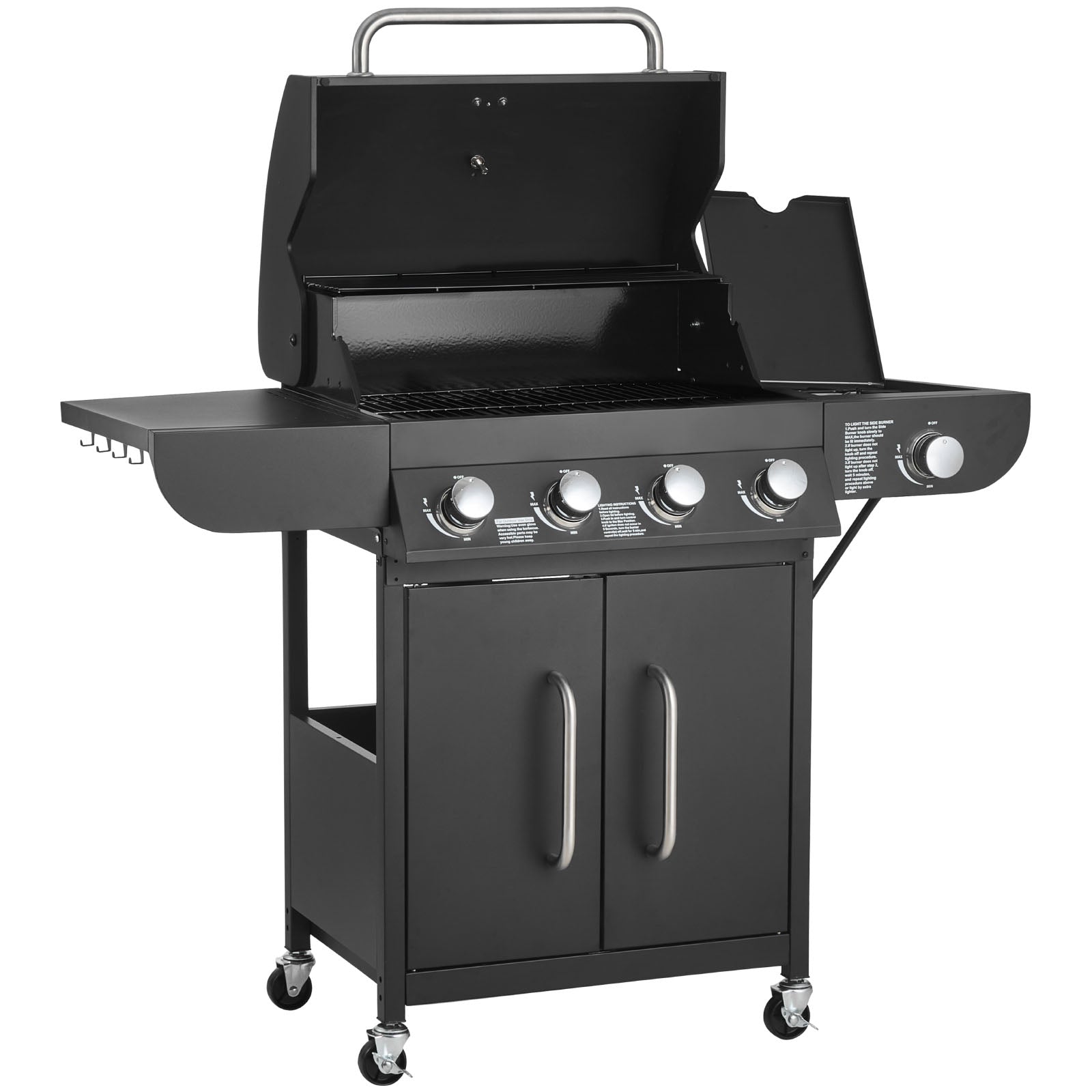 Gas Grill, 4 Burner Propane Gas Grill with Side Burner by HouseOfZazla