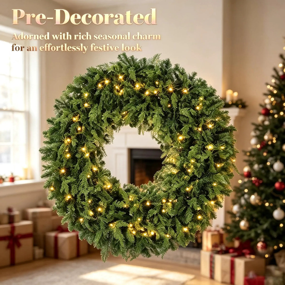 36-Inch Pre-Lit Crestwood Spruce Artificial Christmas Wreath by HouseOfZazla