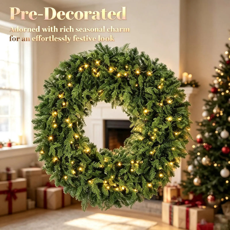 36-Inch Pre-Lit Crestwood Spruce Artificial Christmas Wreath by HouseOfZazla