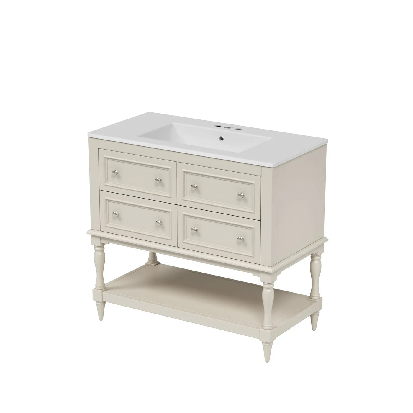 Bathroom Vanity With Medicine Cabinet, Storage Cabinet With 4 Drawers, Adjustable Shelf Mirror by HouseOfZazla