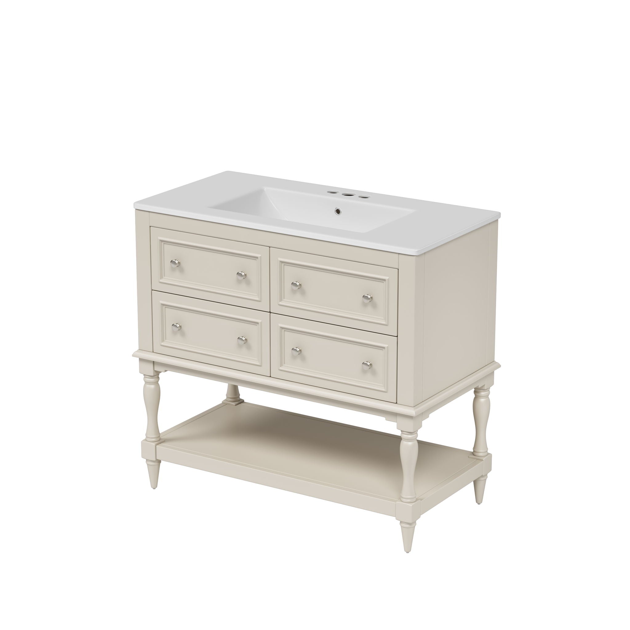 Bathroom Vanity With Medicine Cabinet, Storage Cabinet With 4 Drawers, Adjustable Shelf Mirror by Unique Piece Furniture