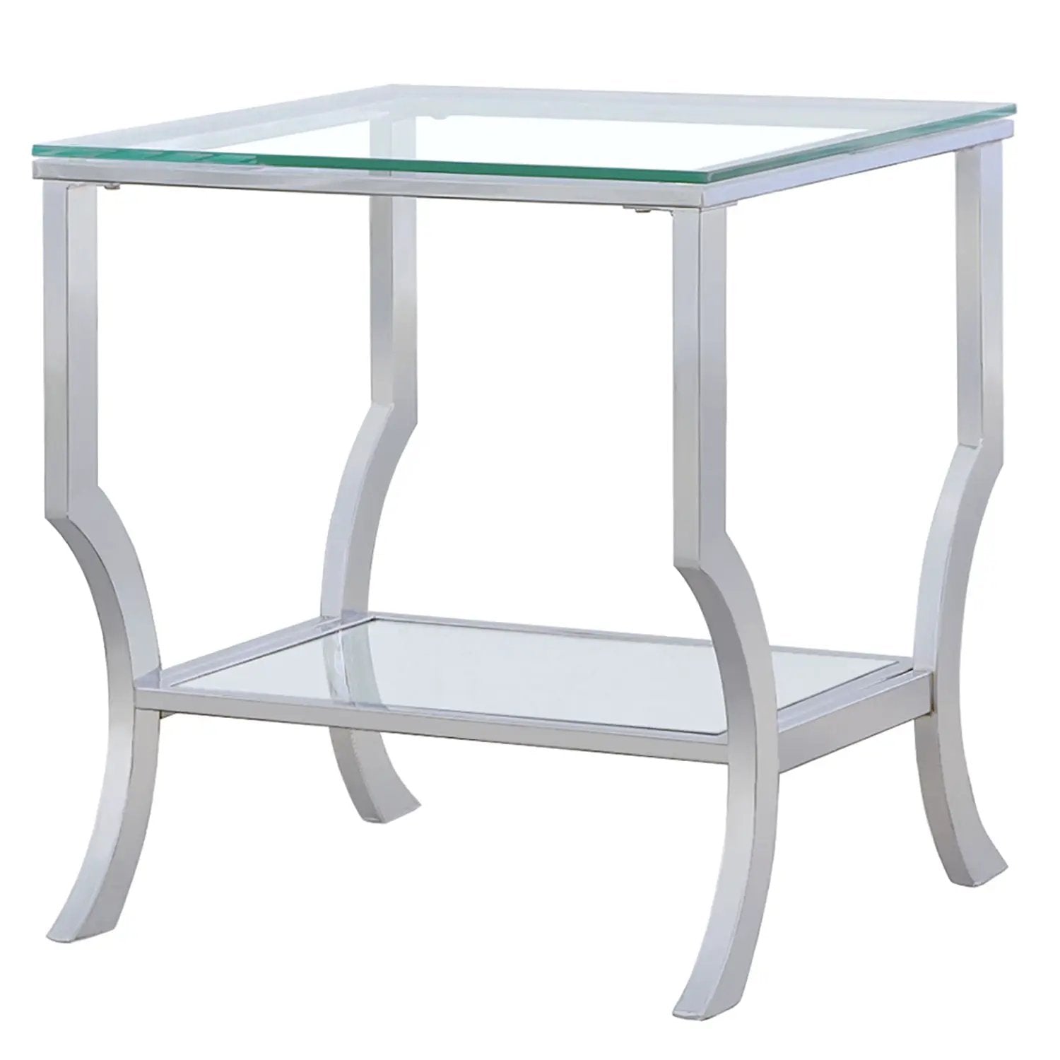 Porch & Den - Square Top End Table Elegance Glass - Chrome by HouseOfZazla