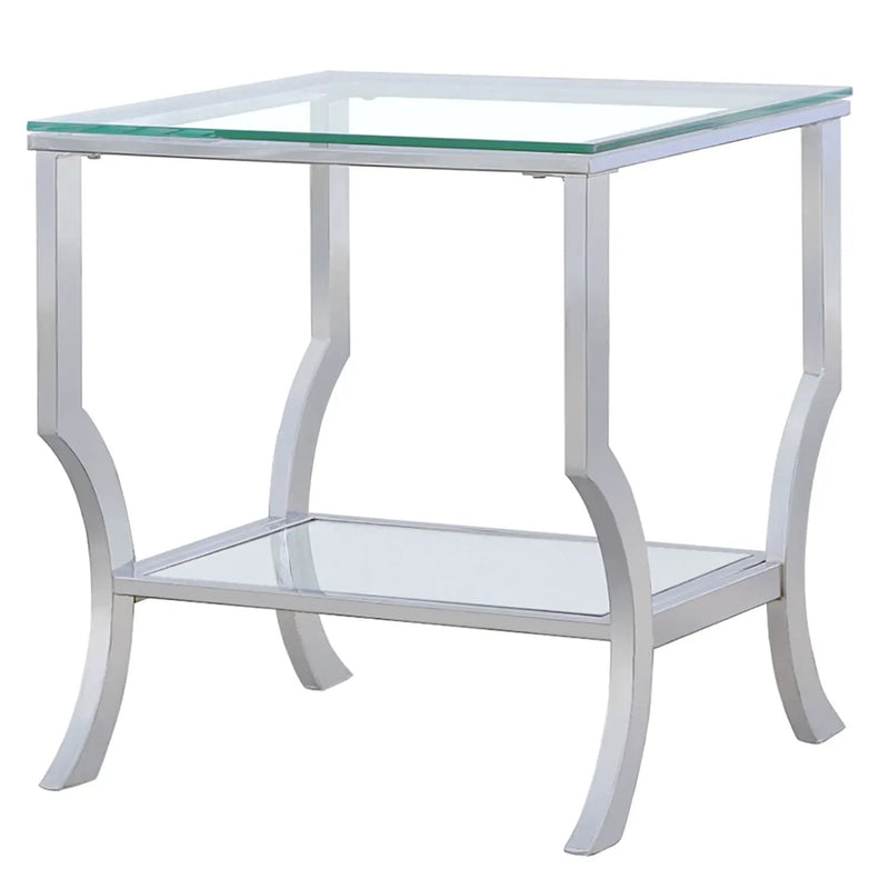 Porch & Den - Square Top End Table Elegance Glass - Chrome by HouseOfZazla