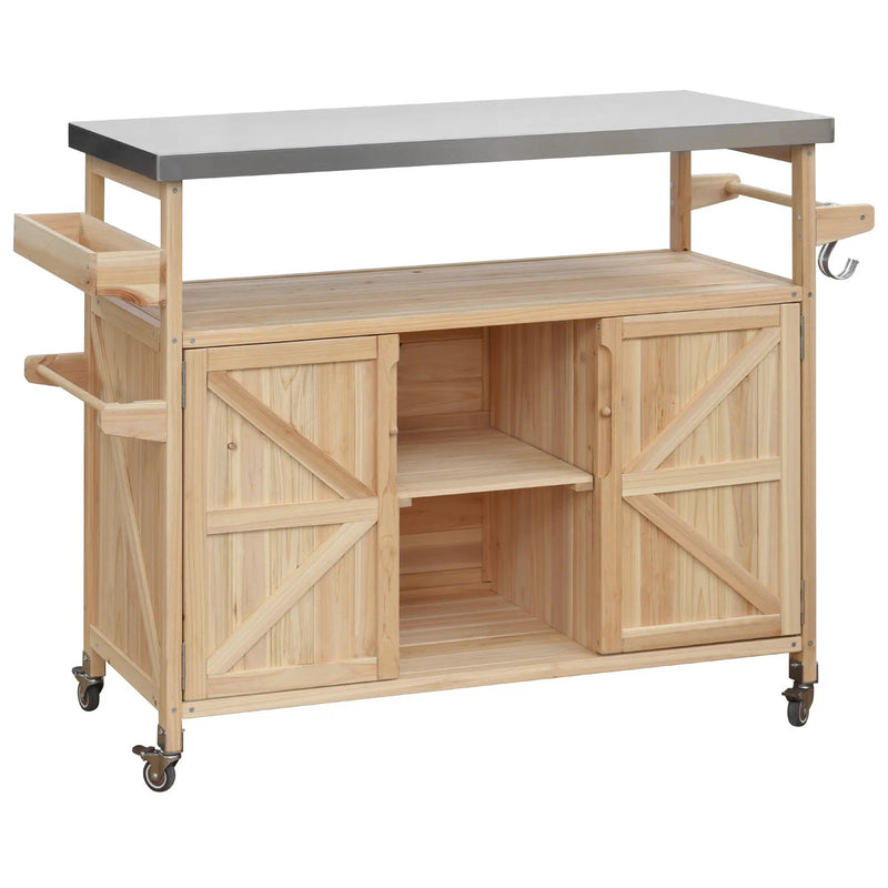 K&K Outdoor Kitchen Island, Rolling Bar Cart & Storage Cabinet by HouseOfZazla