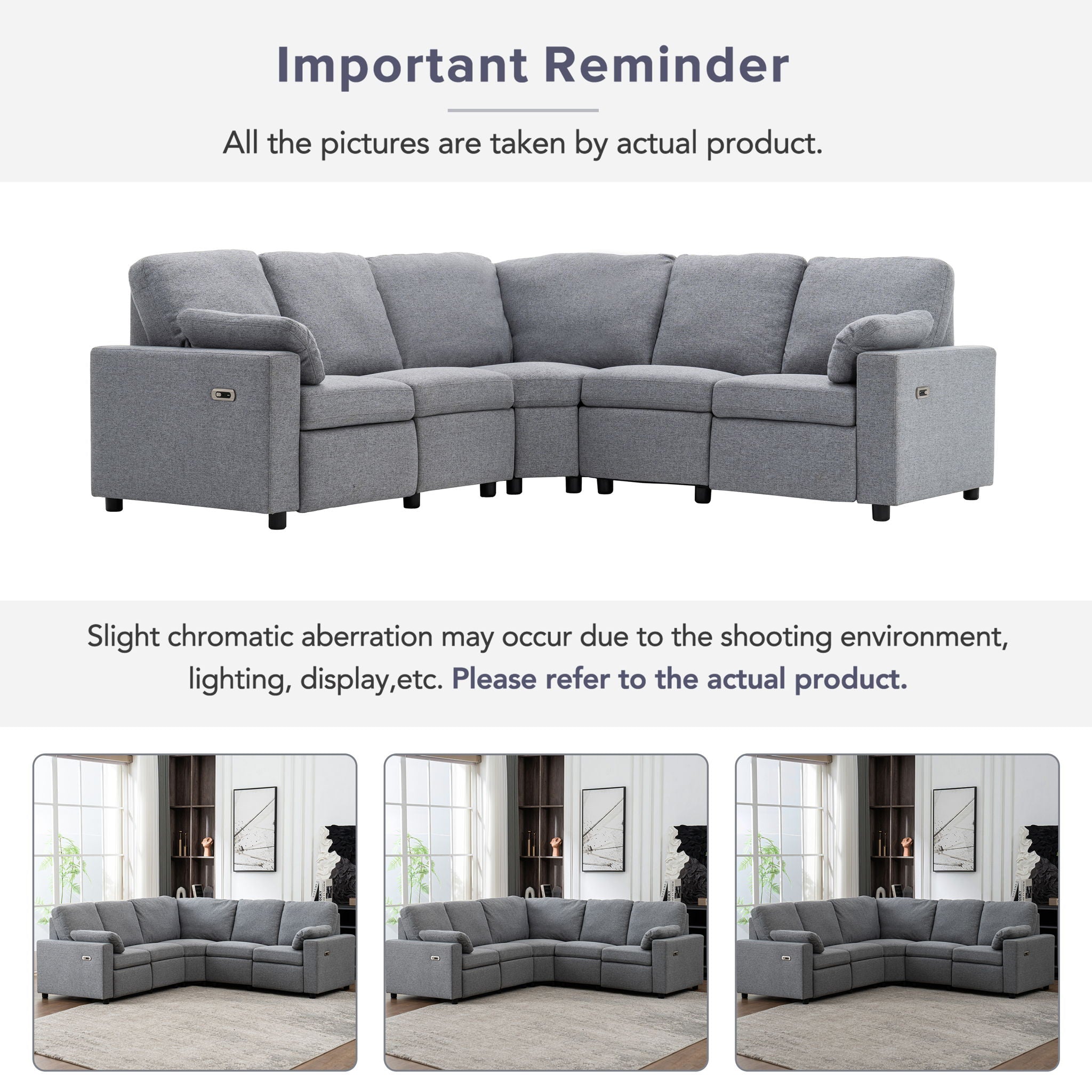Power Recliner Sectional Sofa Home Theater Reclining Sofa With Two USB Ports, Two Storage Drawers For Living Room by HouseOfZazla