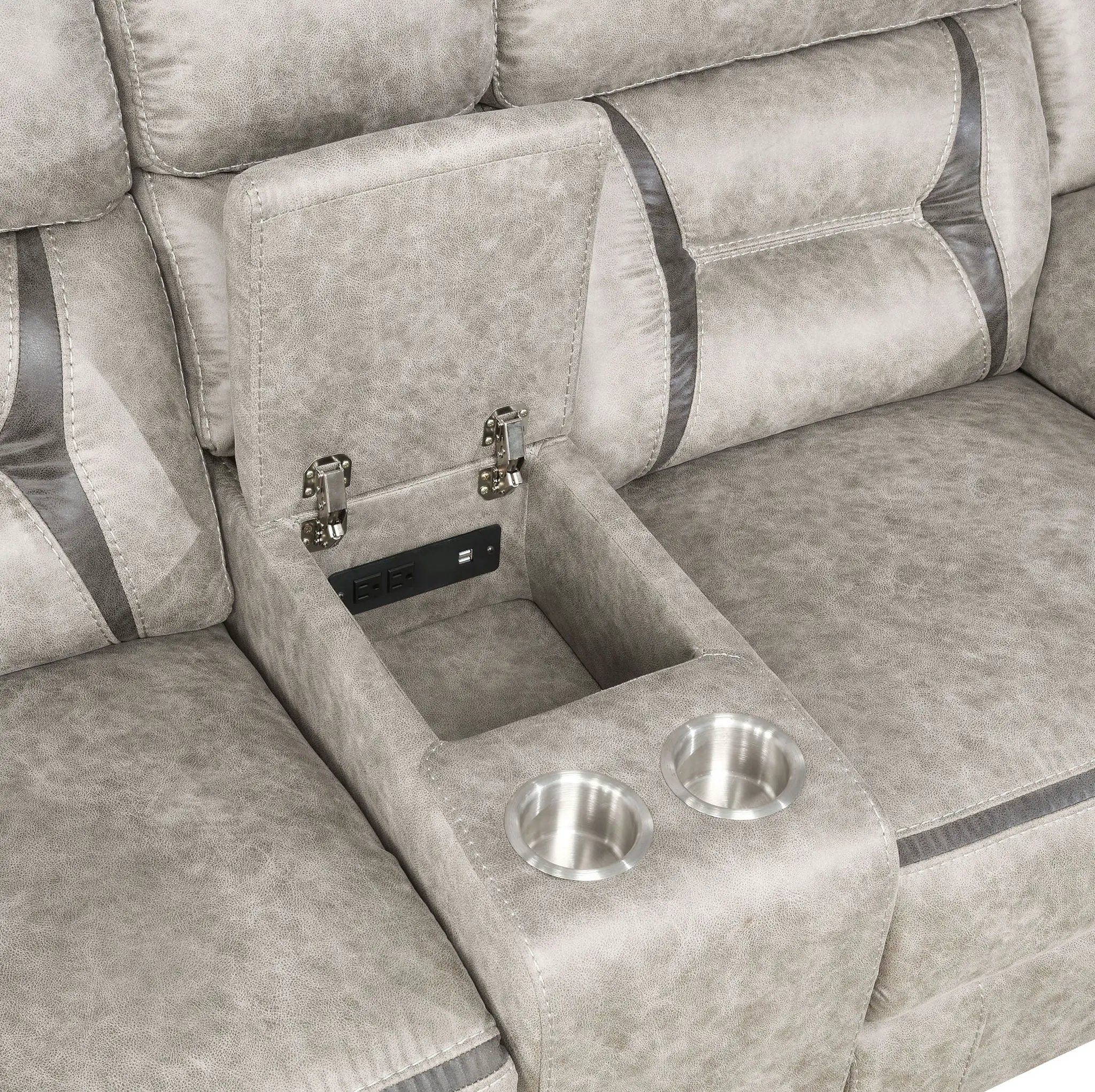 Greer Upholstered Motion Reclining Loveseat Taupe by Unique Piece Furniture
