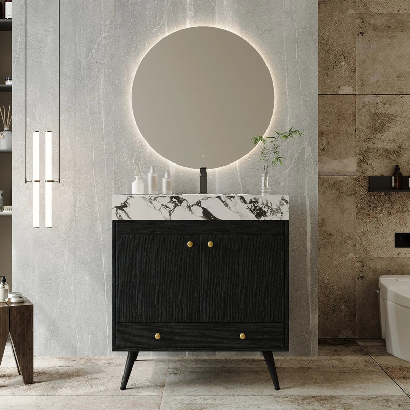 Contemporary Free-standing Bathroom Vanity with Faux Marble Top by HouseOfZazla