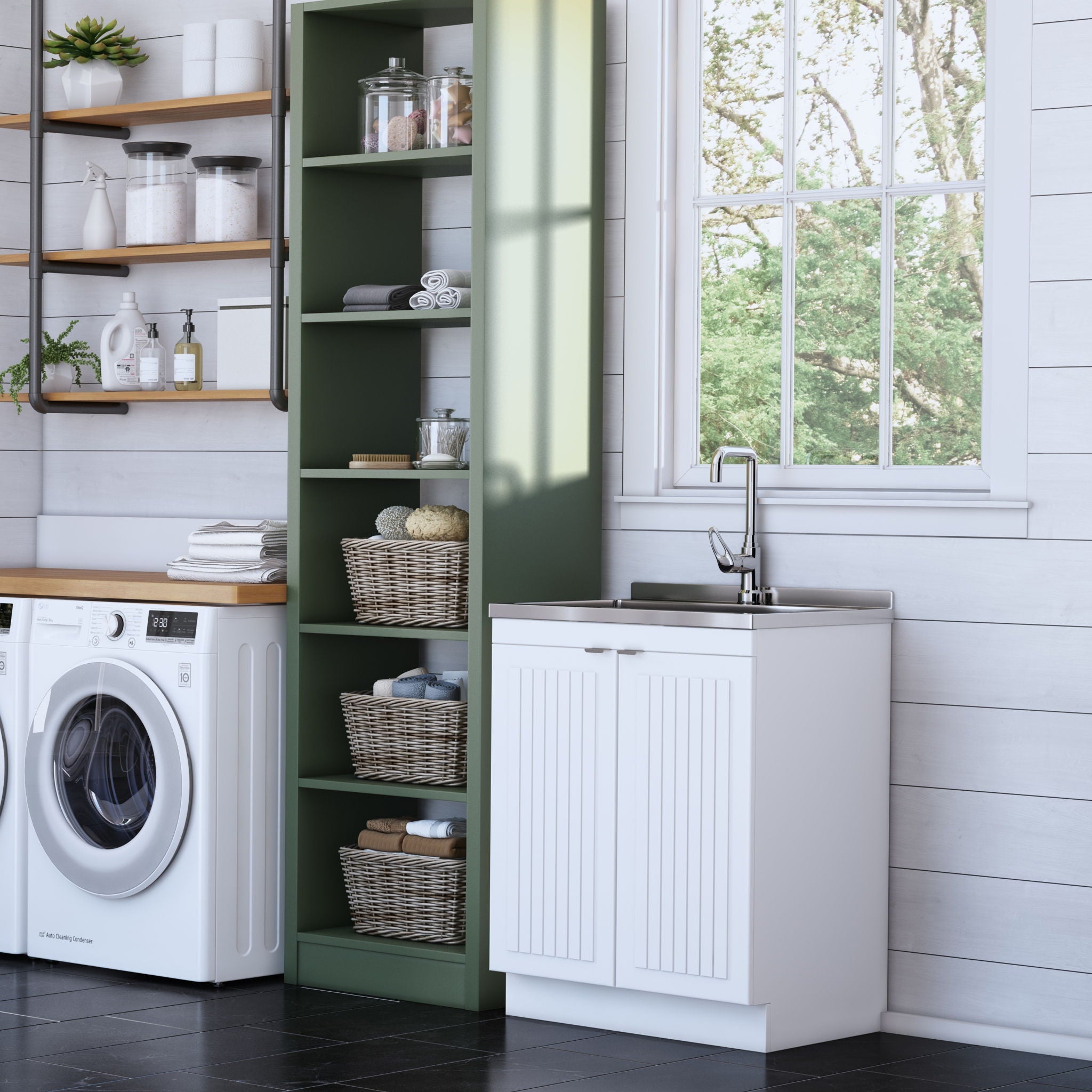 Murphy - Laundry Cabinet & Faucet And Stainless Steel Sink by HouseOfZazla