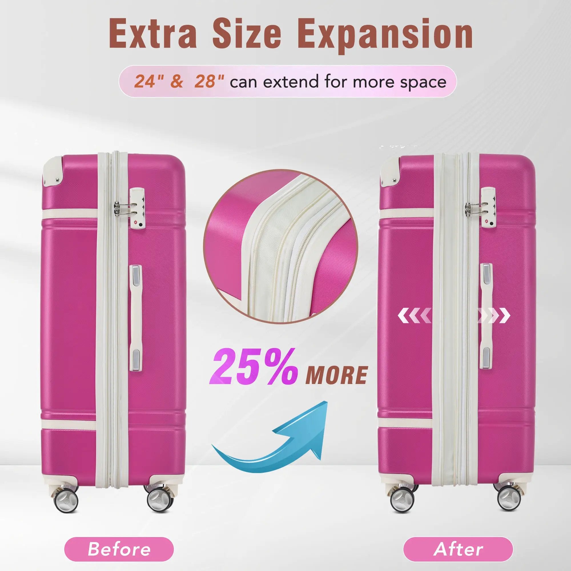 Hardshell Luggage Sets 4 Pieces 20" / 24" / 28" Luggages And Cosmetic Case Spinner Suitcase With Tsa Lock Lightweight by HouseOfZazla