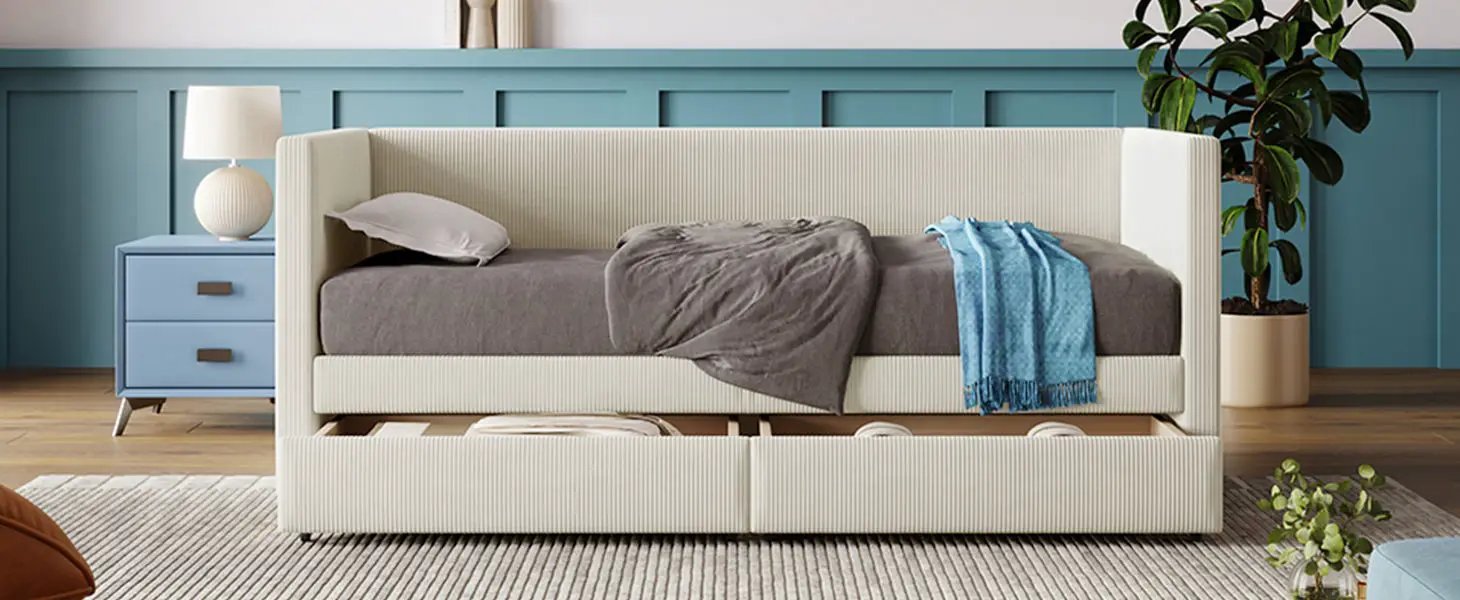 Daybed With Two Drawers And Wood Slat by HouseOfZazla