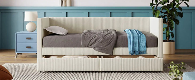 Daybed With Two Drawers And Wood Slat by HouseOfZazla