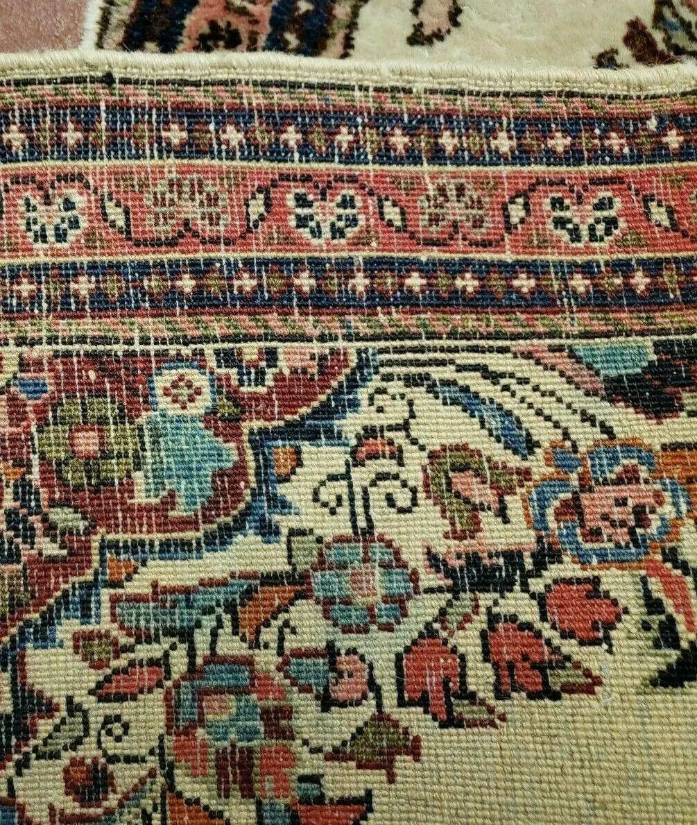 2' 7" X 4' Vintage Handmade Indian Medallion Wool Floral Beige Rug by Jewel Rugs