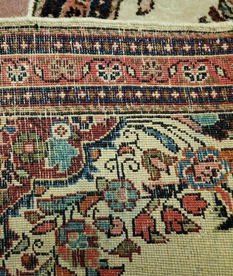 2' 7" X 4' Vintage Handmade Indian Medallion Wool Floral Beige Rug by Jewel Rugs
