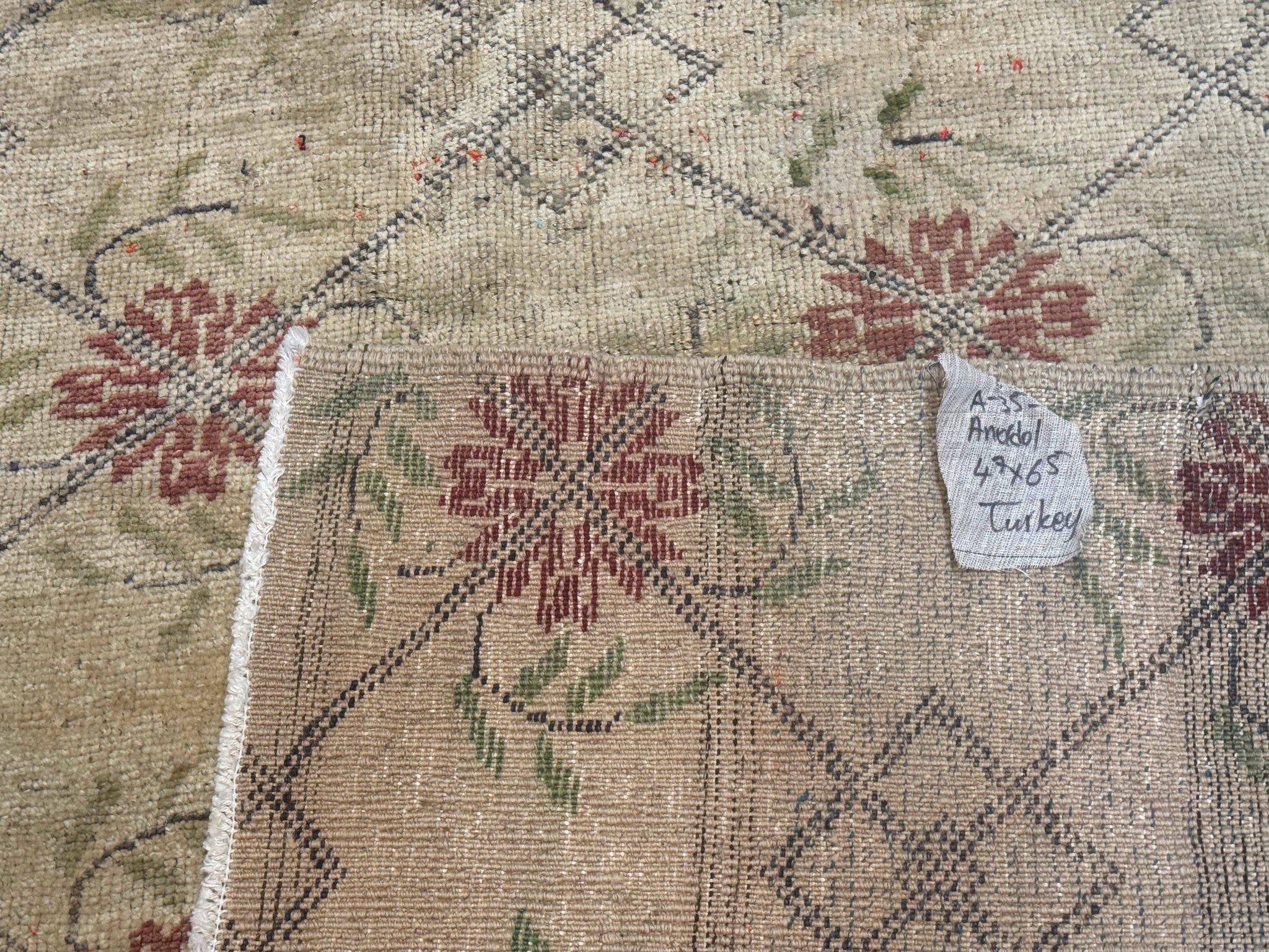 Turkish Rug 5x6, Oushak Carpet, Beige by Jewel Rugs