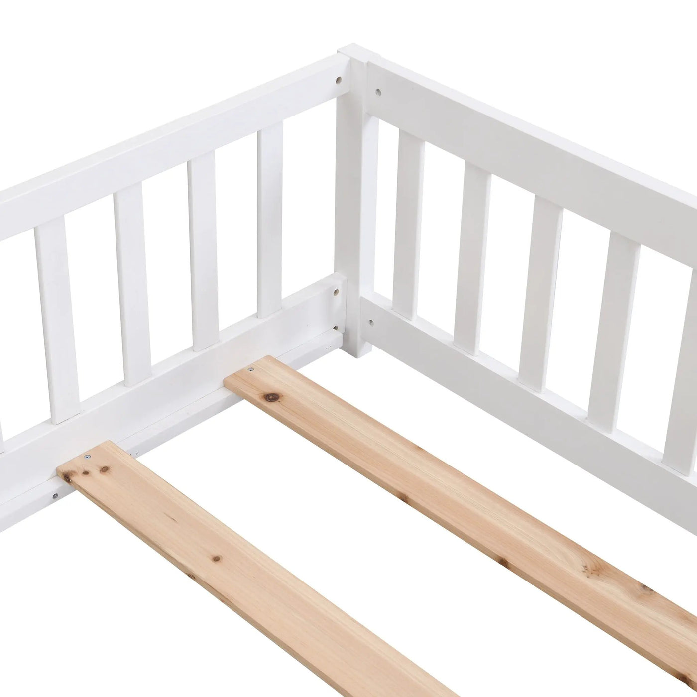 Solid Wood Floor Bed With Door And Fence For Children by HouseOfZazla