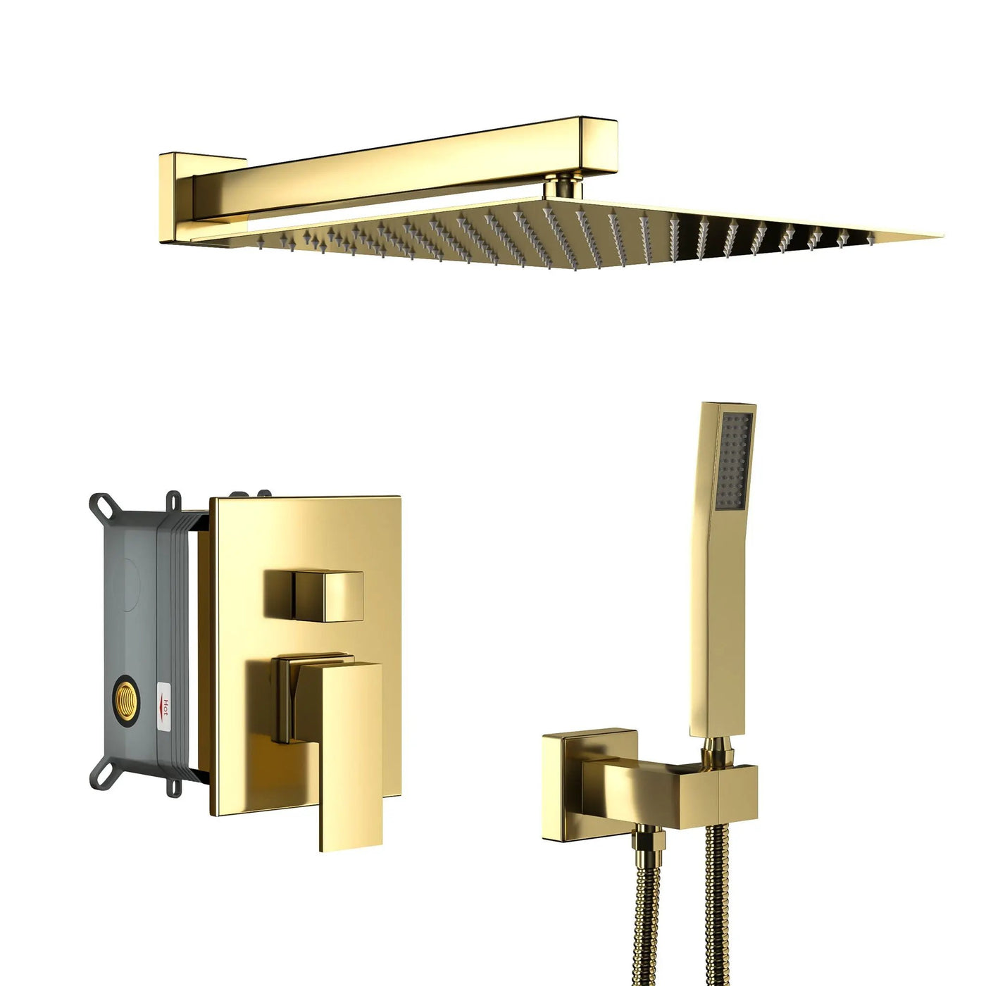Dual Shower Head 10" Wall Mounted Square Shower System by HouseOfZazla