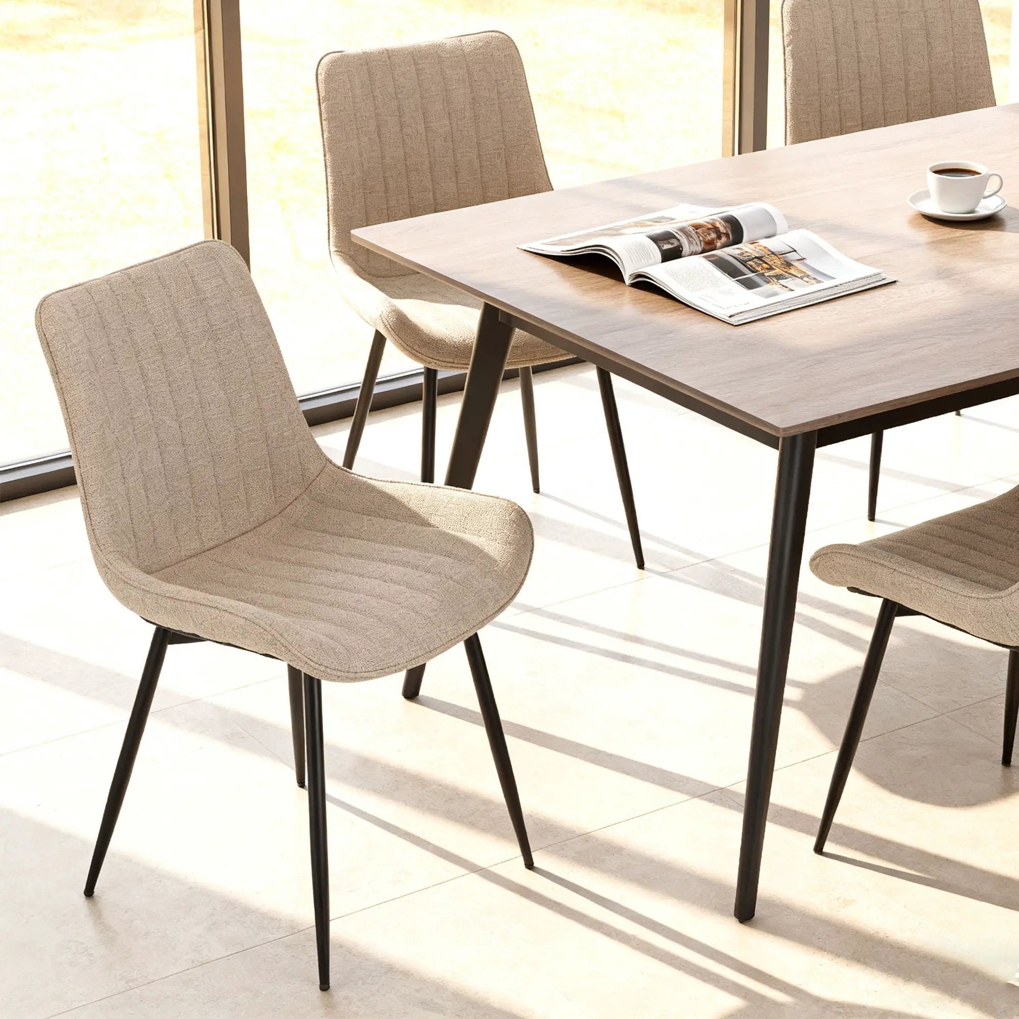 Dining Chair Set With Padded Backrests (Set of 4) - Beige by Unique Piece Furniture