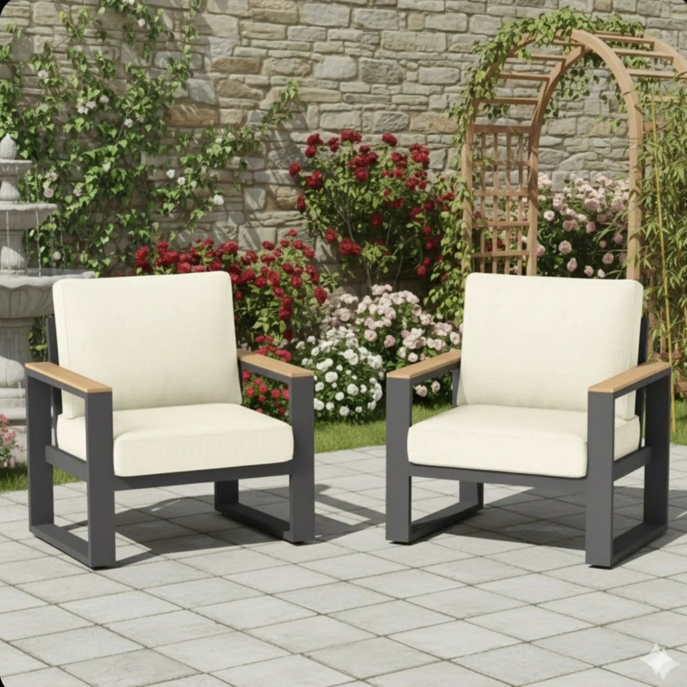 All-Weather Patio Armchairs With Thick Cushions (Set of 2) by HouseOfZazla