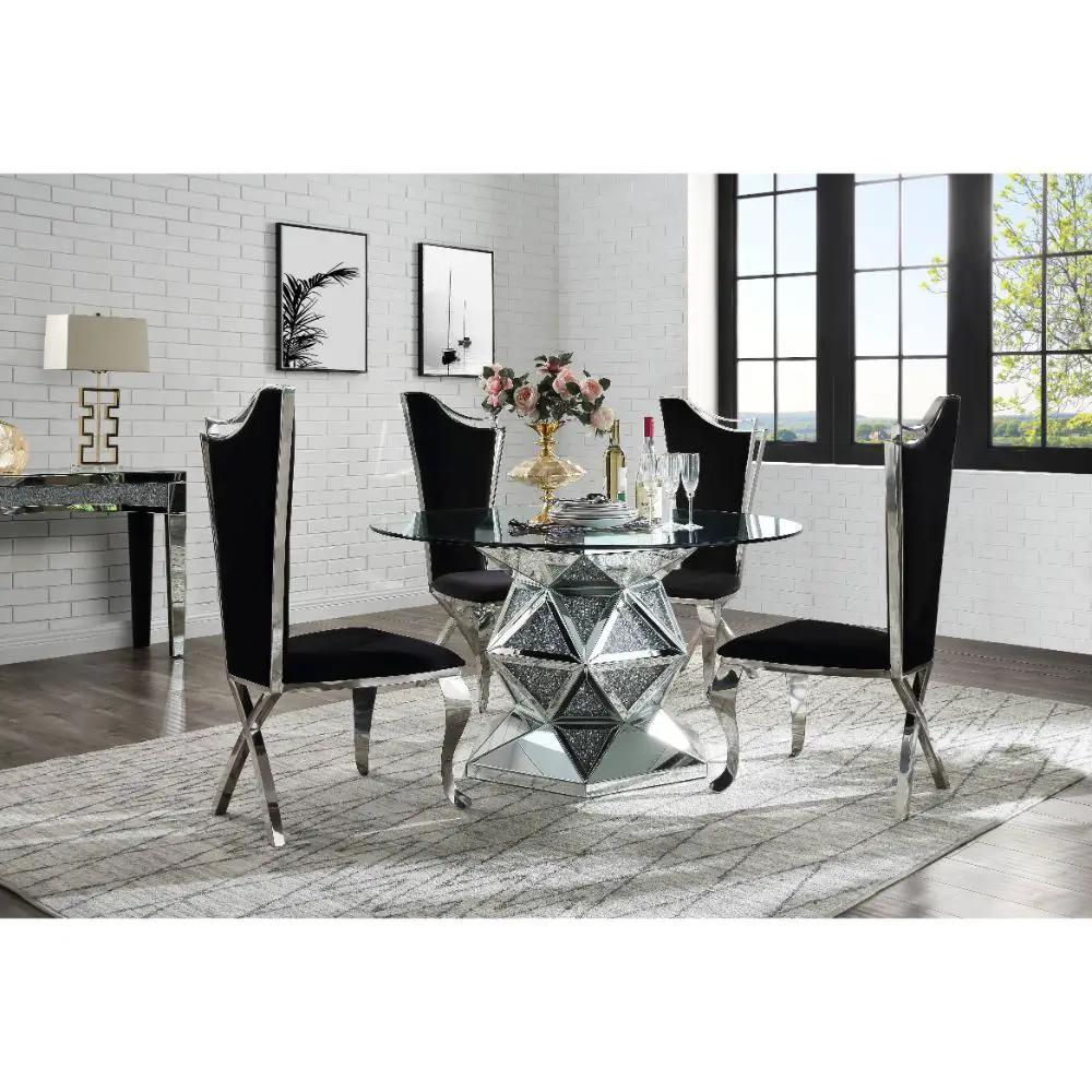 Noralie - 52" Round Dining Table - Mirrored & Faux Diamonds by Unique Piece Furniture