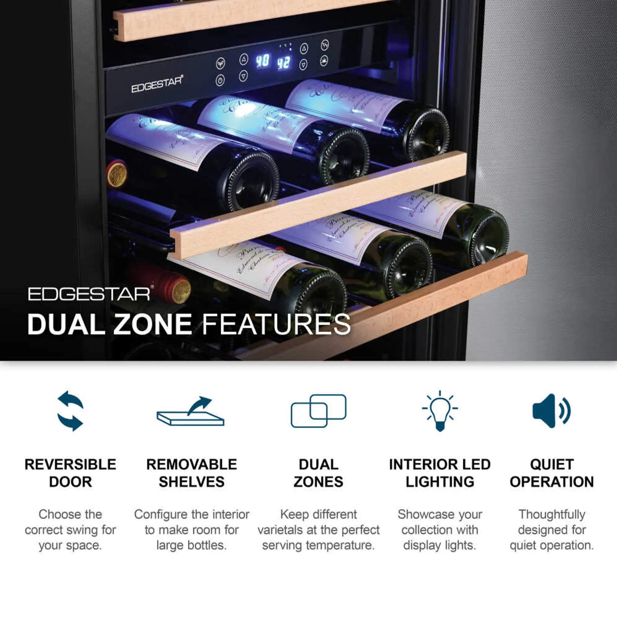 Edgestar Premium 24-Inch 101 Bottle Capacity Built-In Dual Zone Wine Cooler (SAK92835) by SAKSBY WHOLESALE