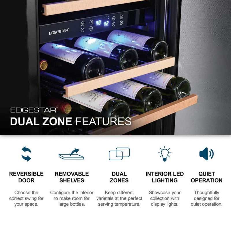 Edgestar Premium 24-Inch 101 Bottle Capacity Built-In Dual Zone Wine Cooler (SAK92835) by SAKSBY WHOLESALE