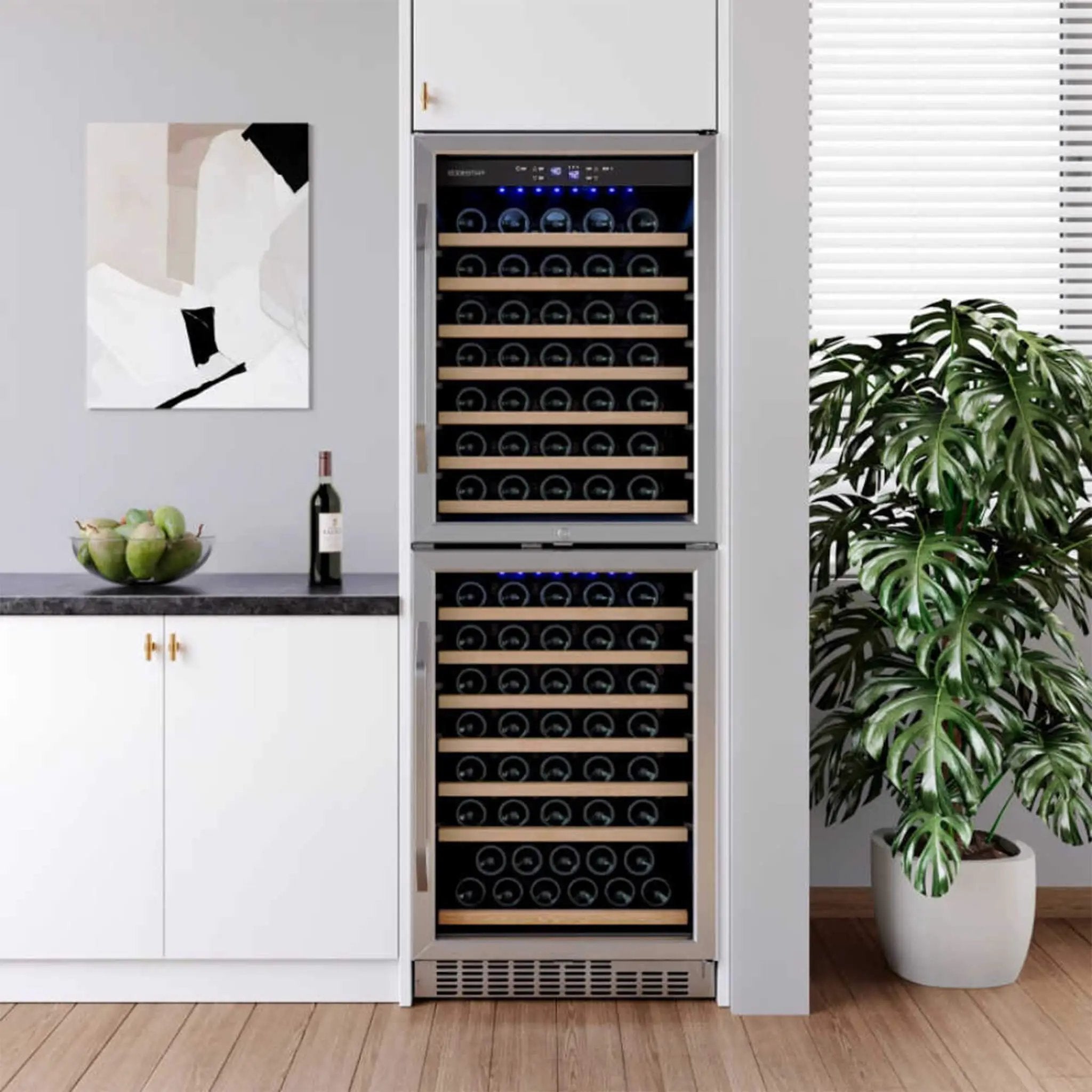 Edgestar 24-Inch 142 Bottle Built-In Dual Zone Double Door Wine Cooler With Door Lock [CWR1553DD] (SAK30742) by SAKSBY WHOLESALE