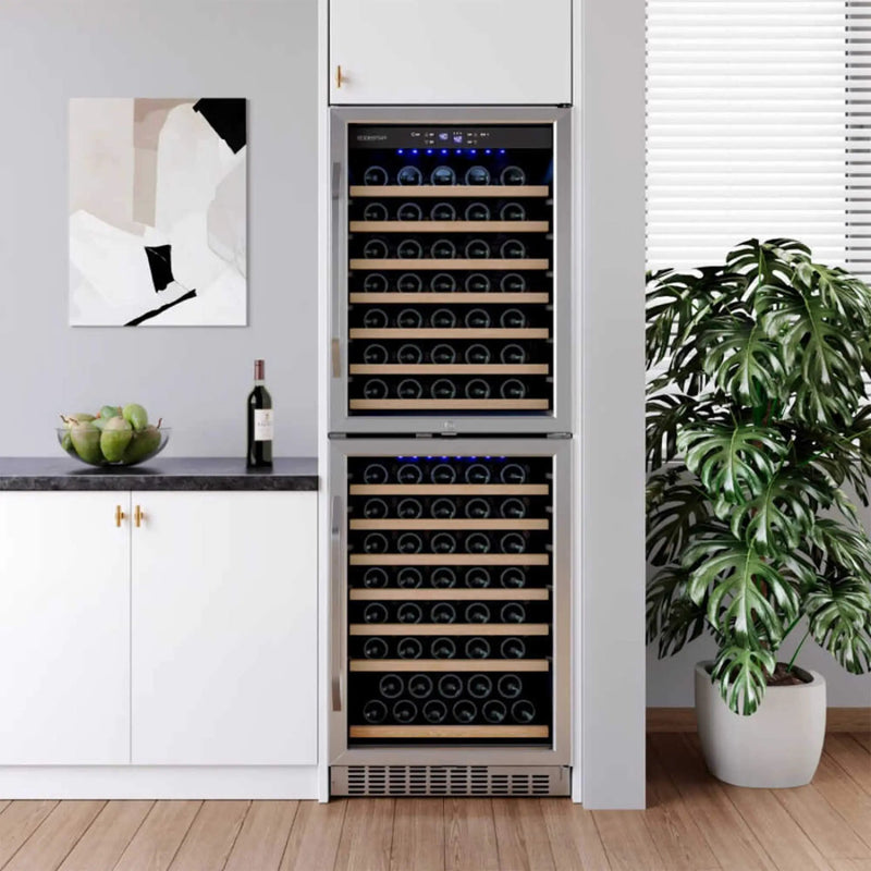 Edgestar 24-Inch 142 Bottle Built-In Dual Zone Double Door Wine Cooler With Door Lock [CWR1553DD] (SAK30742) by SAKSBY WHOLESALE