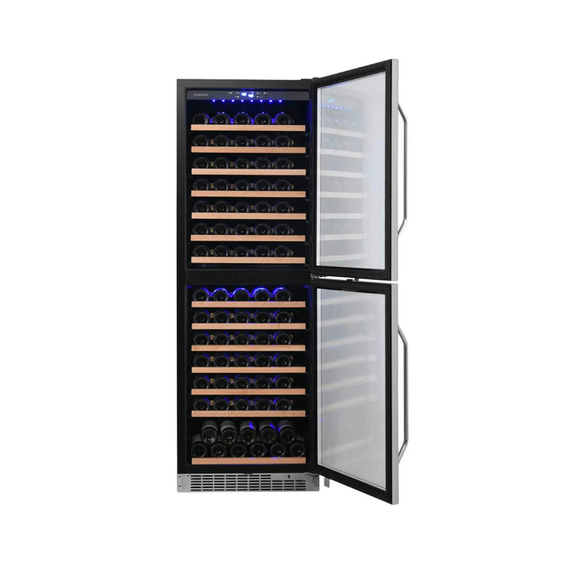 Edgestar 24-Inch 142 Bottle Built-In Dual Zone Double Door Wine Cooler With Door Lock [CWR1553DD] (SAK30742) by SAKSBY WHOLESALE