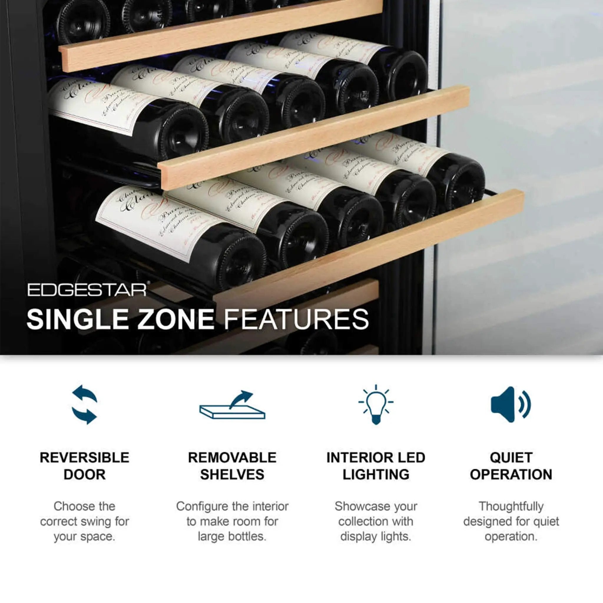 Edgestar 24-Inch Wide 151 Bottle Capacity Freestanding Single Zone Wine Cooler With Even Cooling Technology (SAK30756) by SAKSBY WHOLESALE