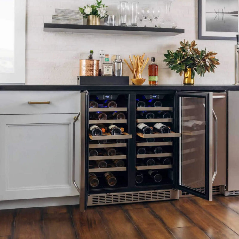Edgestar 30-Inch Wide 56 Bottle Capacity Built-In French Door Wine Cooler With Door Locks [CWR5631FD] (SAK56381) by SAKSBY WHOLESALE