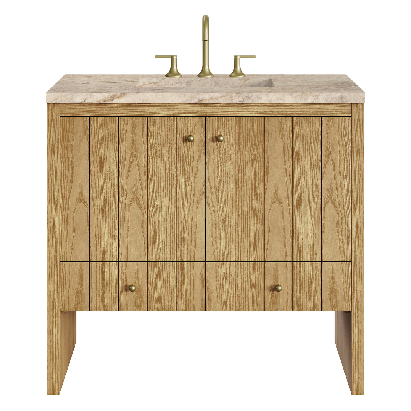 James Martin Hudson 36" Single Bathroom Vanity, Light Natural Oak with Tajnar countertop