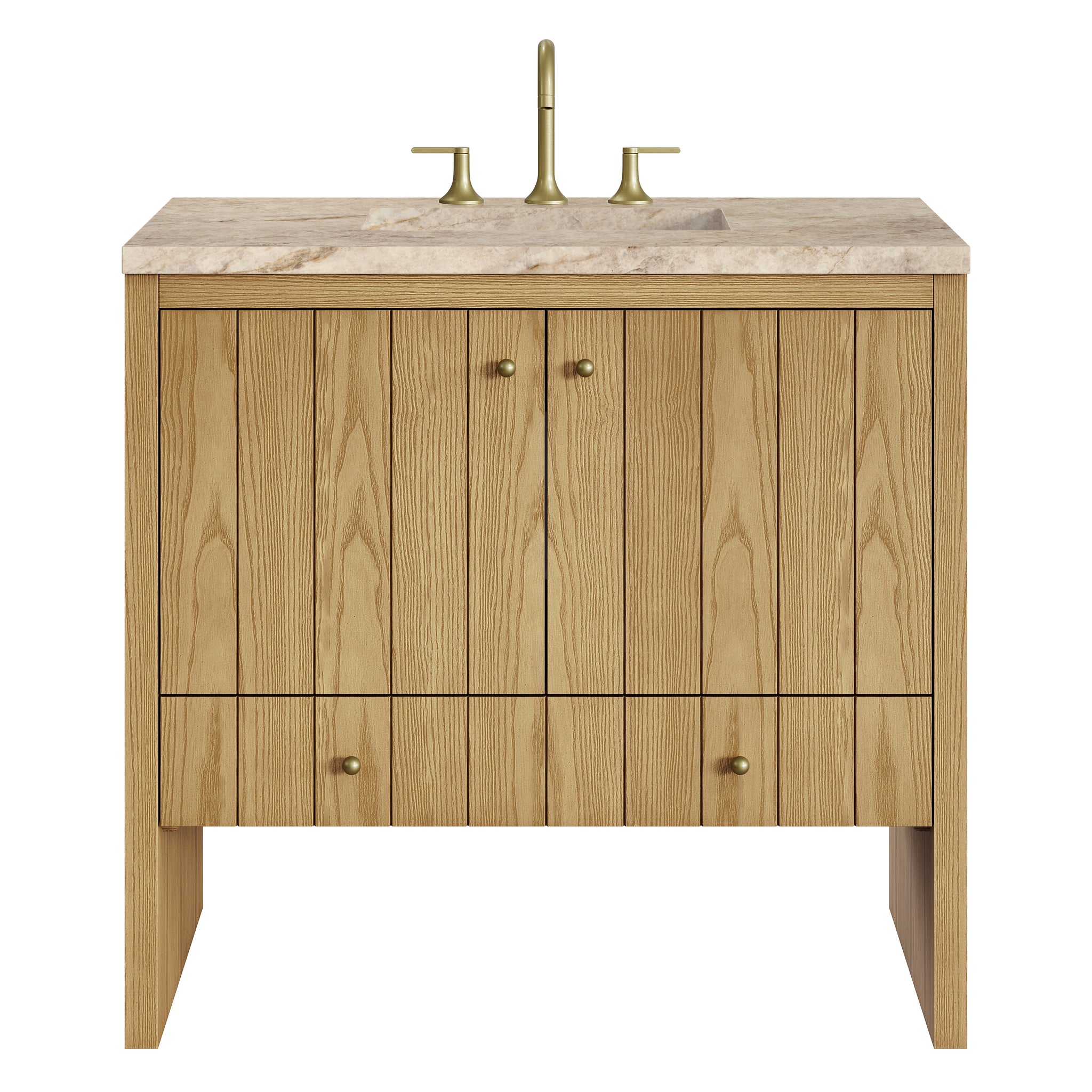 James Martin Hudson 36" Single Bathroom Vanity, Light Natural Oak with Tajnar countertop