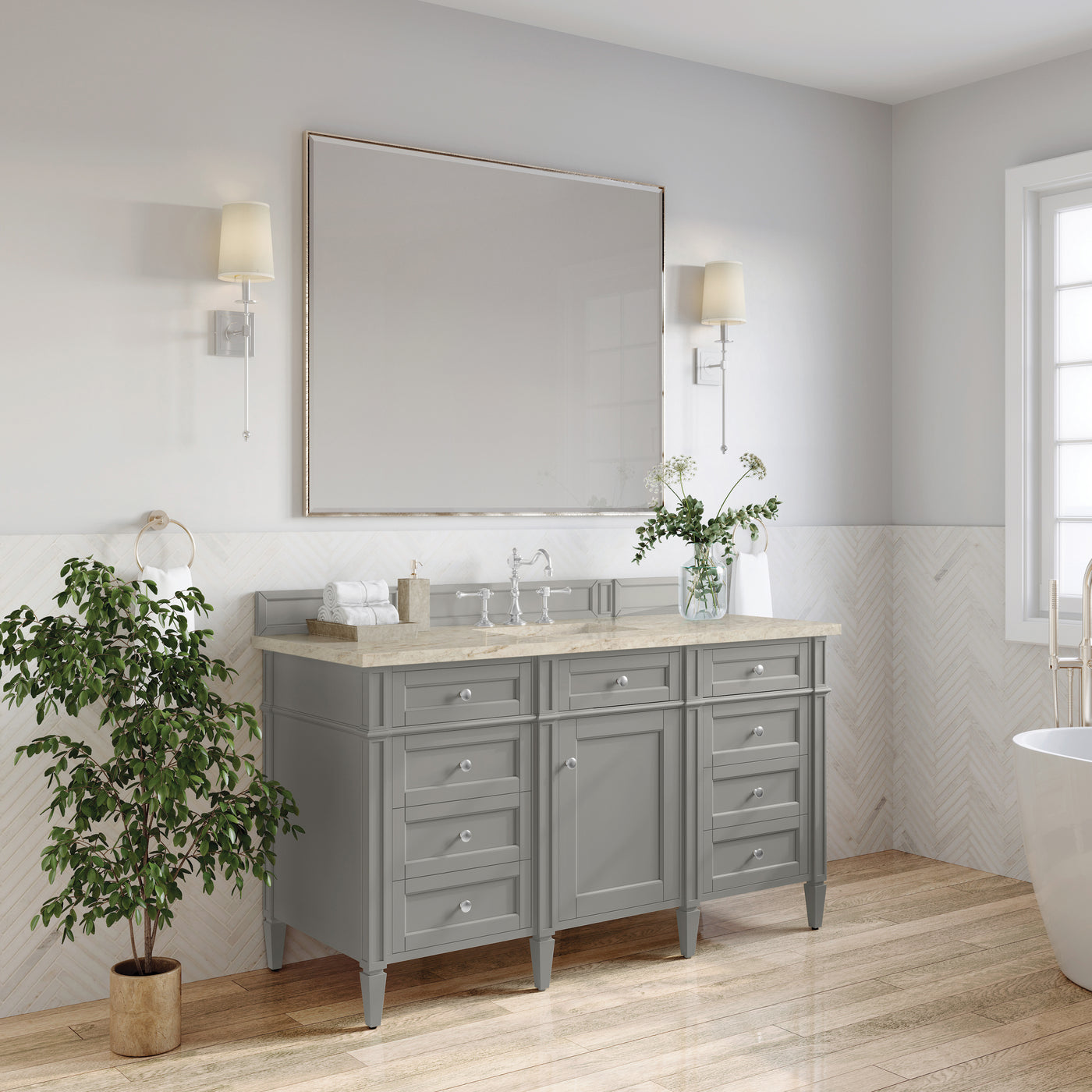 James Martin Brittany 60" Single Bathroom Vanity, Urban Gray, view 37
