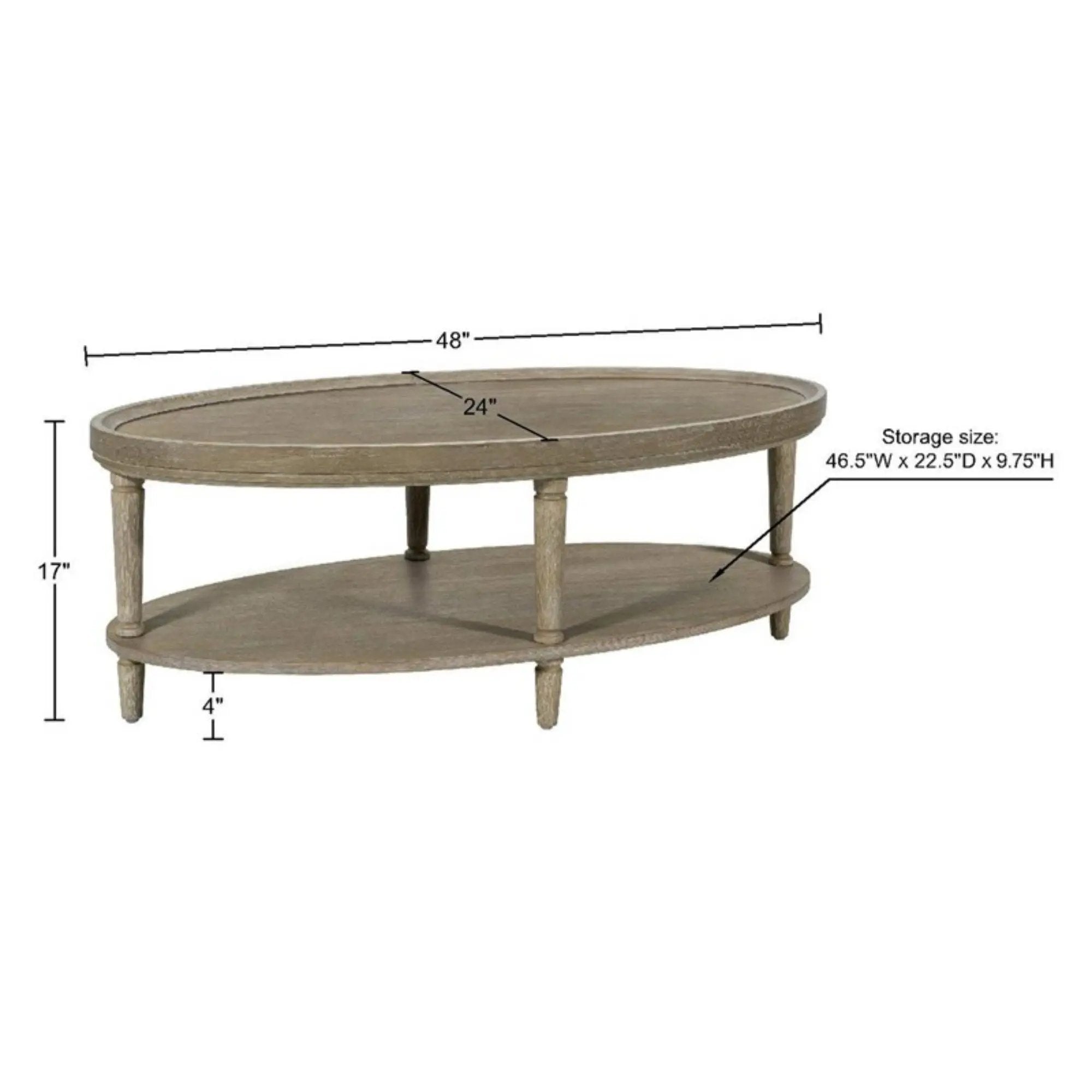 Bedford - Oval Coffee Table With Shelf - Natural by HouseOfZazla