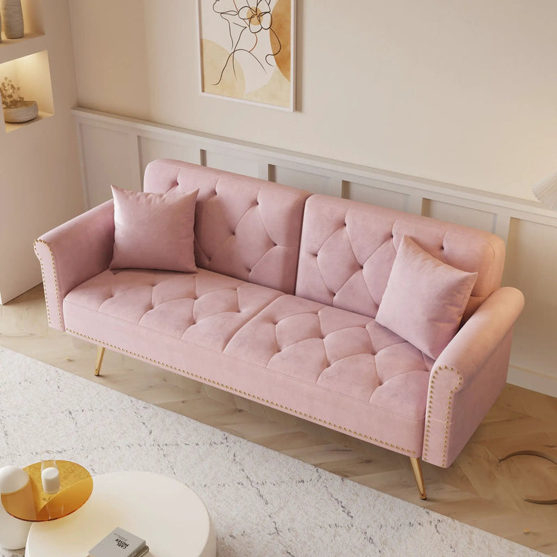 Luxurious Sofa Bed With Nail Head Trim And Matching Pillow by Unique Piece Furniture