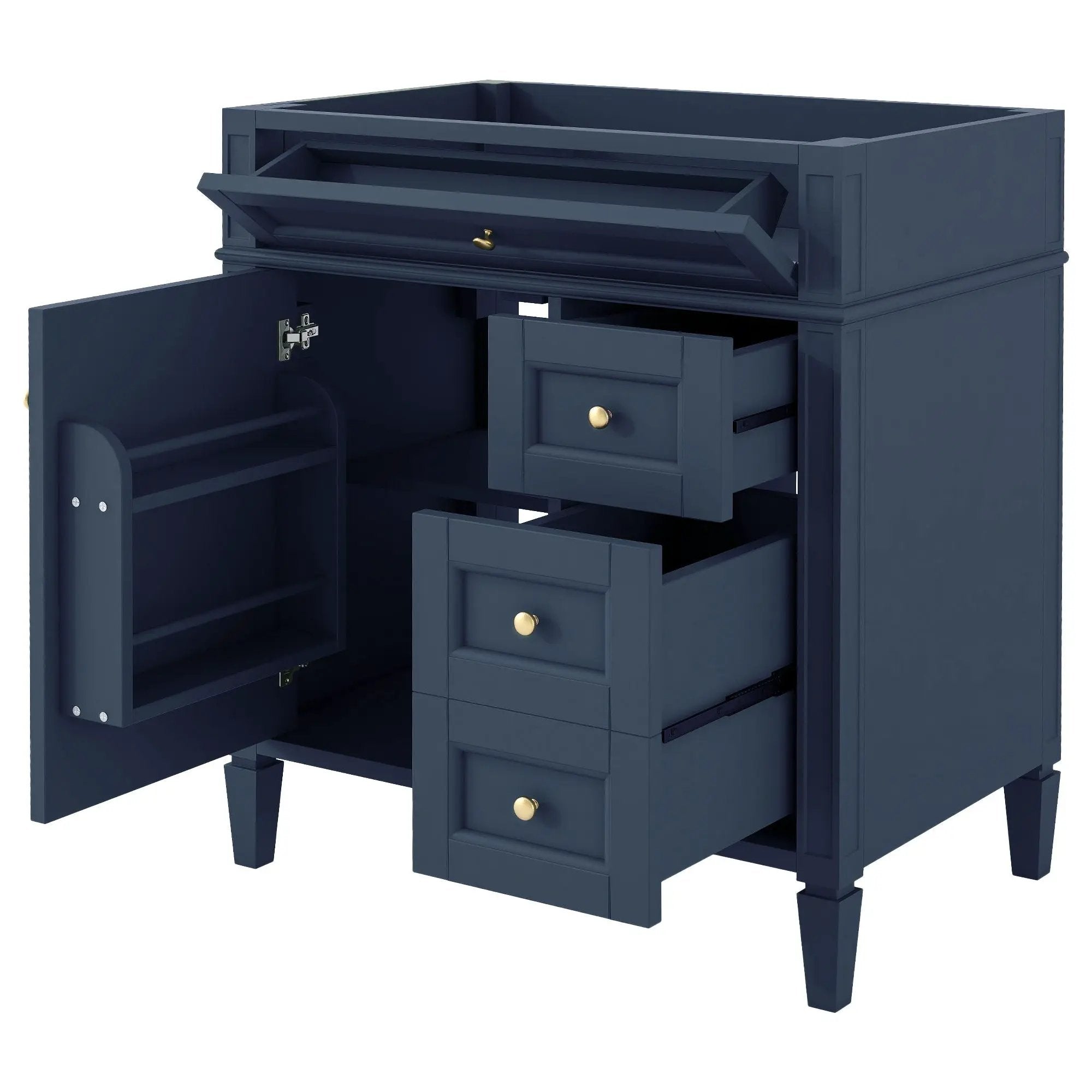 Bathroom Vanity With 2 Drawers And Tip-Out Drawer, Storage Cabinet by Unique Piece Furniture