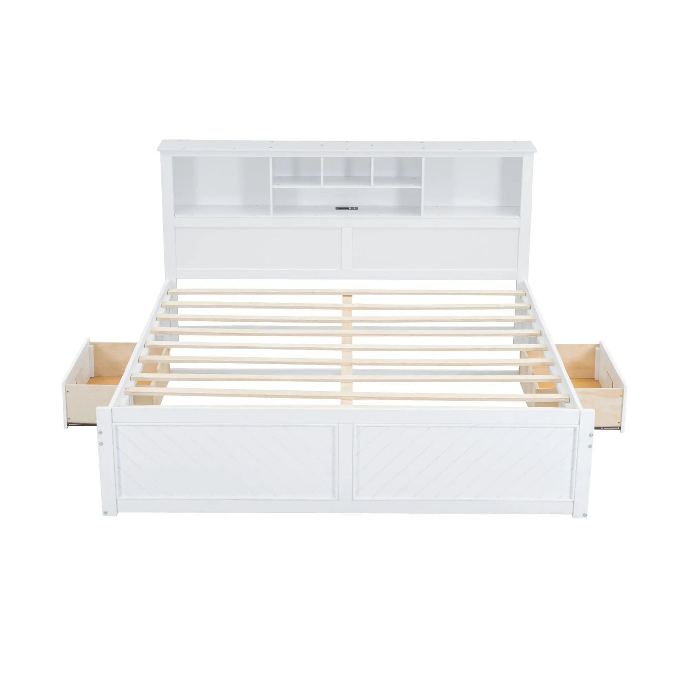 Platform Bed With Multi Storage Headboard, USB And Drawers by HouseOfZazla